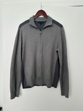 Silk & Cotton Banana Republic Men’s Gray Full-Zip Sweater